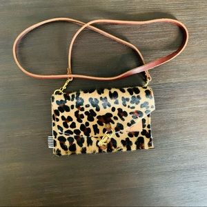 Meanwhile Back on the Farm Cheetah Leather Envelope Clutch & Crossbody